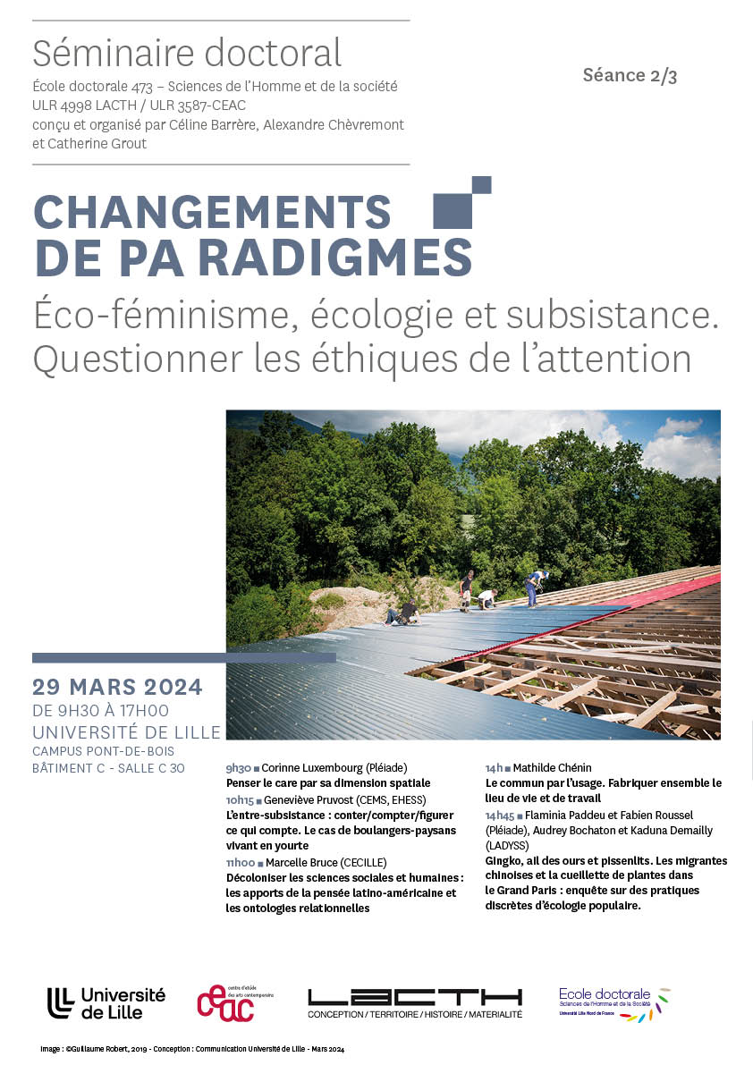 Vendredi 29 Mars - Éco-féminisme, écologie et subsistance. Questionner les éthiques de l’attention.