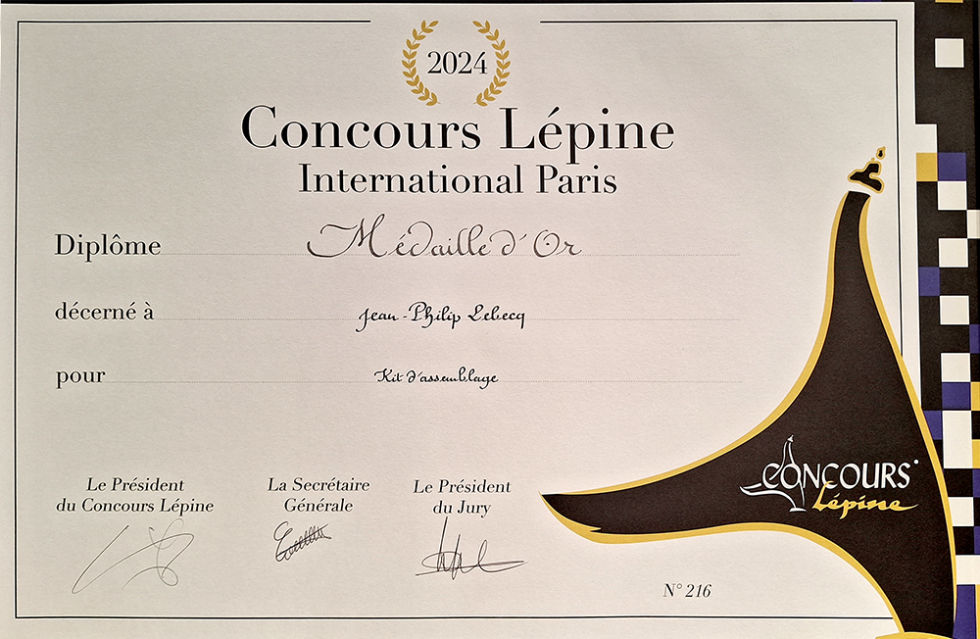 Médaille d'or Concours Lépine ENSAPL